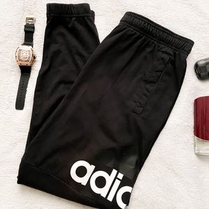 adidas Men’s Black & White Logo Joggers <M>